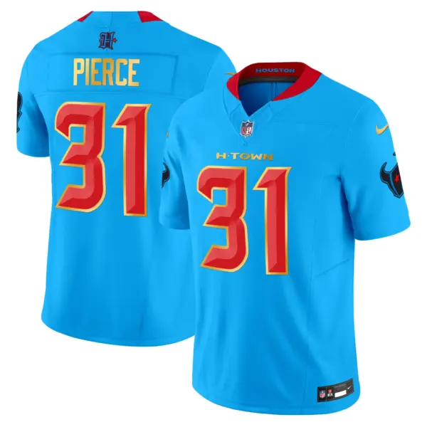 Mens Houston Texans 2024 Gold Trim Vapor Limited Jersey Dameon Pierce Jersey Blue