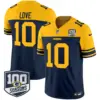 Mens Green Bay Packers Throwback 100Th Season Patch Vapor Limited Jersey Jordan Love Jersey Navy