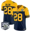 Mens Green Bay Packers Throwback 100Th Season Patch Vapor Limited Jersey AJ Dillon Jersey Navy