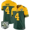 Mens Green Bay Packers Throwback 100Th Season Patch Vapor Limited Jersey Brett Favre Jersey Green