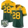 Mens Green Bay Packers Throwback 100Th Season Patch Vapor Limited Jersey AJ Dillon Jersey Green
