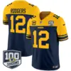 Mens Green Bay Packers Throwback 100Th Season Patch Vapor Limited Jersey Aaron Rodgers Jersey Navy