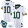 Mens Green Bay Packers 4X Champs Home Patch Vapor Jersey Jordan Love Jersey White