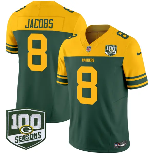 Mens Green Bay Packers Throwback 100Th Season Patch Vapor Limited Jersey Josh Jacobs Jersey Green