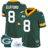 Mens Green Bay Packers 4X Champs Home Patch Vapor Jersey Sean Clifford Jersey Green