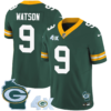 Mens Green Bay Packers 4X Champs Home Patch Vapor Jersey Christian Watson Jersey Green