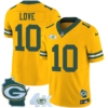 Mens Green Bay Packers 4X Champs Home Patch Vapor Jersey Jordan Love Jersey Gold