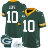 Mens Green Bay Packers 4X Champs Home Patch Vapor Jersey Jordan Love Jersey Green