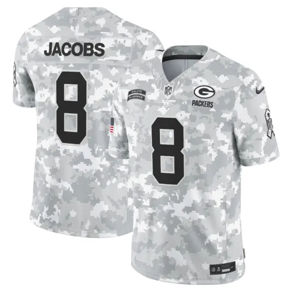 Mens Green Bay Packers 2024 Salute To Service Vapor Limited Jersey Josh Jacobs Jersey Arctic Camo