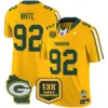 Mens Green Bay Packers 13 Time World Champions Home Patch Vapor Limited Jersey Reggie White Jersey Gold