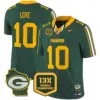 Mens Green Bay Packers 13 Time World Champions Home Patch Vapor Limited Jersey Jordan Love Jersey Green