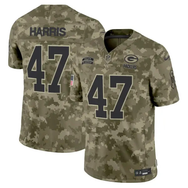 Mens Green Bay Packers 2024 Salute To Service Vapor Limited Jersey Kamala Harris Jersey Olive Camo