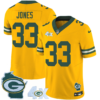 Mens Green Bay Packers 4X Champs Home Patch Vapor Jersey Aaron Jones Jersey Gold