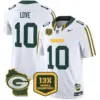 Mens Green Bay Packers 13 Time World Champions Home Patch Vapor Limited Jersey Jordan Love Jersey White