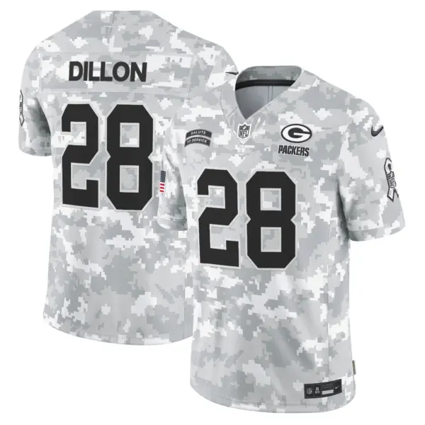 Mens Green Bay Packers 2024 Salute To Service Vapor Limited Jersey AJ Dillon Jersey Arctic Camo