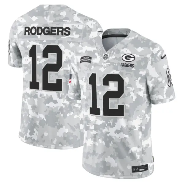 Mens Green Bay Packers 2024 Salute To Service Vapor Limited Jersey Aaron Rodgers Jersey Arctic Camo
