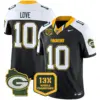 Mens Green Bay Packers 13 Time World Champions Home Patch Vapor Limited Jersey Jordan Love Jersey Black Alternate