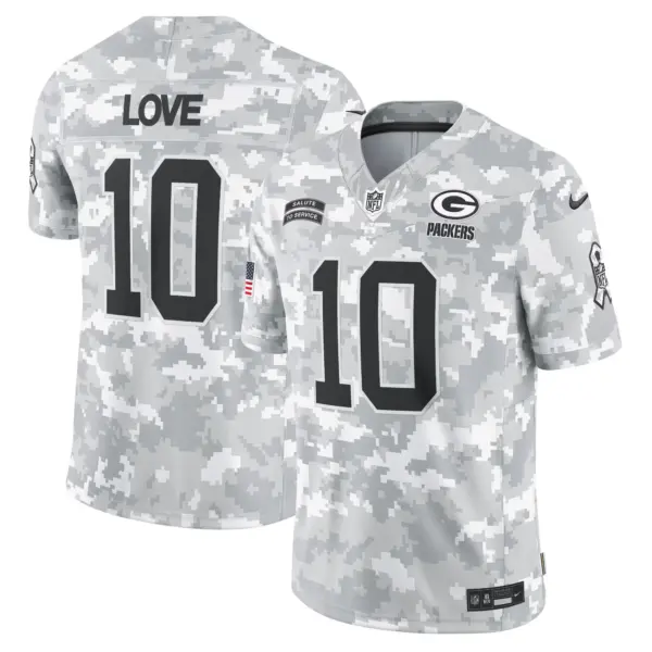 Mens Green Bay Packers 2024 Salute To Service Vapor Limited Jersey Jordan Love Jersey Arctic Camo