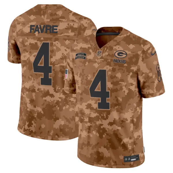 Mens Green Bay Packers 2024 Salute To Service Vapor Limited Jersey Brett Favre Jersey Brown Camo