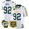 Mens Green Bay Packers 13 Time World Champions Home Patch Vapor Limited Jersey Reggie White Jersey White