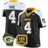 Mens Green Bay Packers 13 Time World Champions Home Patch Vapor Limited Jersey Brett Favre Jersey Black Alternate