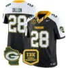 Mens Green Bay Packers 13 Time World Champions Home Patch Vapor Limited Jersey AJ Dilon Jersey Black Alternate