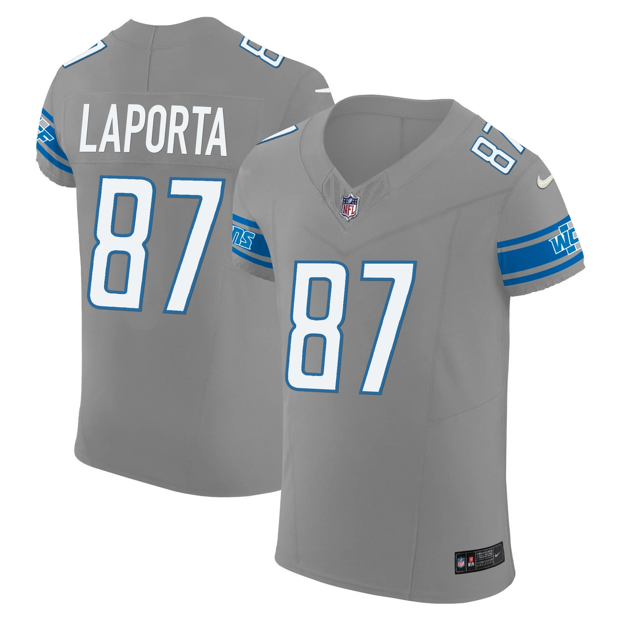 Mens Detroit Lions Vapor Elite Jersey Sam Laporta Jersey Gray