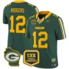 Mens Green Bay Packers 13 Time World Champions Home Patch Vapor Limited Jersey Aaron Rodgers Jersey Green
