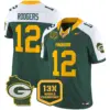 Mens Green Bay Packers 13 Time World Champions Home Patch Vapor Limited Jersey Aaron Rodgers Jersey Alternate