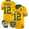 Mens Green Bay Packers 13 Time World Champions Home Patch Vapor Jersey Aaron Rodgers Jersey Gold