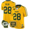 Mens Green Bay Packers 13 Time World Champions Home Patch Vapor Limited Jersey AJ Dilon Jersey Gold