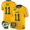 Mens Green Bay Packers 13 Time World Champions Home Patch Vapor Limited Jersey Jayden Reed Jersey Gold