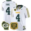Mens Green Bay Packers 13 Time World Champions Home Patch Vapor Limited Jersey Brett Favre Jersey White