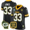 Mens Green Bay Packers 13 Time World Champions Home Patch Vapor Jersey Aaron Jones Jersey Black
