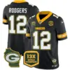 Mens Green Bay Packers 13 Time World Champions Home Patch Vapor Jersey Aaron Rodgers Jersey Black