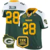Mens Green Bay Packers 13 Time World Champions Home Patch Vapor Limited Jersey AJ Dilon Jersey Alternate
