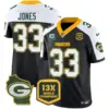 Mens Green Bay Packers 13 Time World Champions Home Patch Vapor Jersey Aaron Jones Jersey Black Alternate