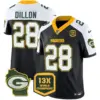 Mens Green Bay Packers 13 Time World Champions Home Patch Vapor Jersey AJ Dillons Jersey Black Alternate