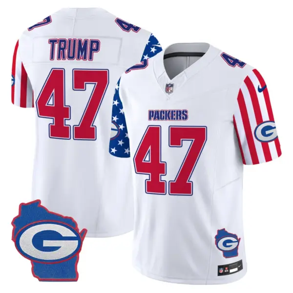 Mens Donald Trump #47 Green Bay Packers American Style Vapor Limited Jersey White