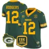 Mens Green Bay Packers 13 Time World Champions Home Patch Vapor Jersey Aaron Rodgers Jersey Green