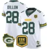 Mens Green Bay Packers 13 Time World Champions Home Patch Vapor Jersey AJ Dillons Jersey White