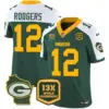 Mens Green Bay Packers 13 Time World Champions Home Patch Vapor Jersey Aaron Rodgers Jersey Alternate