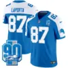 Mens Detroit Lions 90Th Year Patch Vapor Limited Jersey Sam Laporta Jersey Blue Alternate