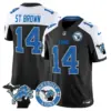 Mens Detroit Lions 2024 Vapor Limited Jersey Est 1934 Patch Stbrown Jersey Blue Alternate