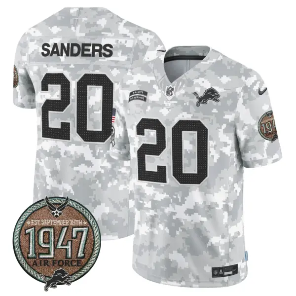 Mens Detroit Lions 2024 Salute To Service Establishment Year Patch Vapor Limited Jersey Barry Sanders Jersey Air Force