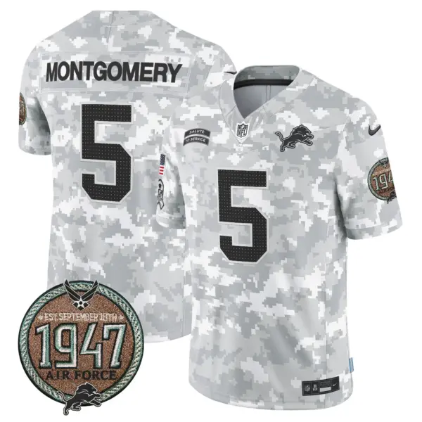 Mens Detroit Lions 2024 Salute To Service Establishment Year Patch Vapor Limited Jersey David Montgomery Jersey Air Force