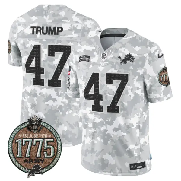 Mens Detroit Lions 2024 Salute To Service Establishment Year Patch Vapor Limited Jersey Donald Trump Jersey Army