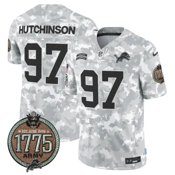 Mens Detroit Lions 2024 Salute To Service Establishment Year Patch Vapor Limited Jersey Hutchinson Jersey Army