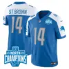 Mens Detroit Lions 2023 NFC North Division Champions Patch Vapor Jersey Stbrown Jersey Blue Alternate