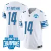 Mens Detroit Lions 2023 NFC North Division Champions Patch Vapor Jersey Stbrown Jersey White